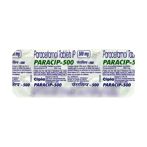 PARACIP 500MG TABLET 10'S