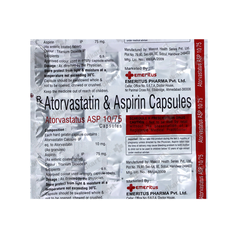 ATORVASTATUS ASP 10/75MG TABLET 15'S