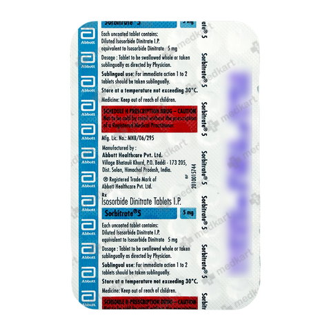 SORBITRATE 5MG TABLET 50'S