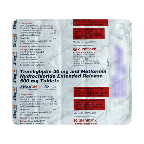 ZITEN M 20/500MG TABLET 15'S