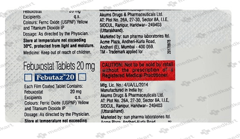 FEBUTAZ 20MG TABLET 10'S