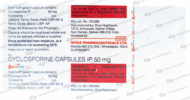 SPRINTAS 50MG CAPSULE 5'S