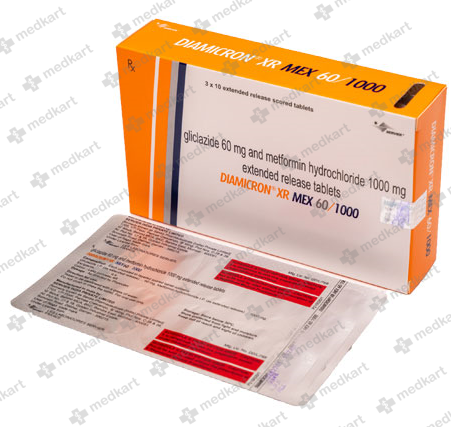 DIAMICRON XR MEX 60/1000MG TABLET 10'S