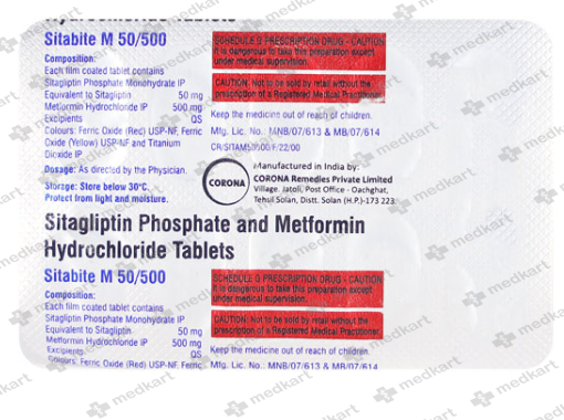 SITABITE M 50/500MG TABLET 10'S