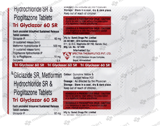 TRI GLYCLAZAR 60MG SR TABLET 10'S