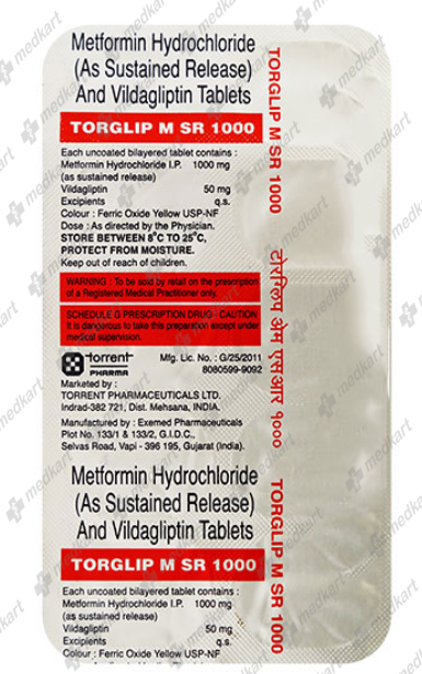 TORGLIP M SR 1000MG TABLET 10'S