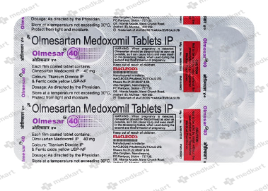 OLMESAR 40MG TABLET 15'S