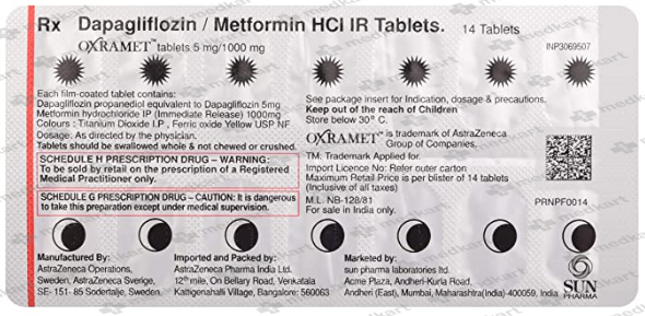 OXRAMET IR 5/1000MG TABLET 14'S