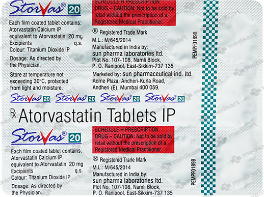 STORVAS 20MG TABLET 15'S