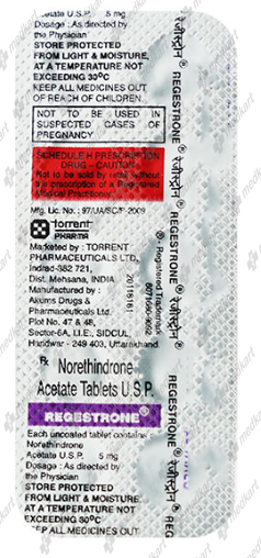 REGESTRONE 5MG TABLET 10'S