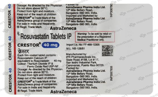 CRESTOR 40MG TABLET 10'S