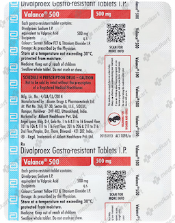 VALANCE 500MG TABLET 15'S