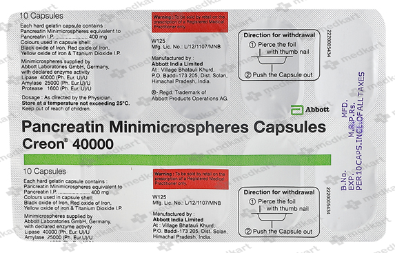 CREON 40000 CAPSULE 10'S