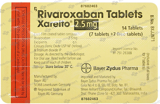 XARELTO 2.5MG TABLET 14'S