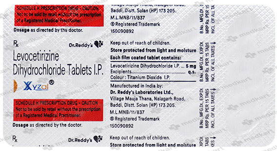 XYZAL 5MG TABLET 15'S