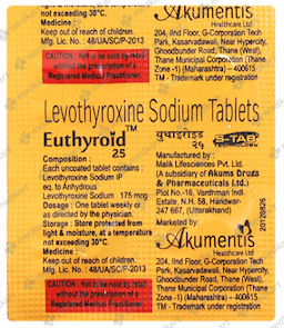 EUTHYROID 25MG TABLET 4'S