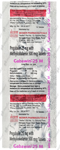 GABAWIN M 25MG TABLET 10'S