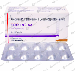 FLOZEN AA TAB 1X10  Medkart Pharmacy | Generic Medicines Online - Best Online Pharmacy App