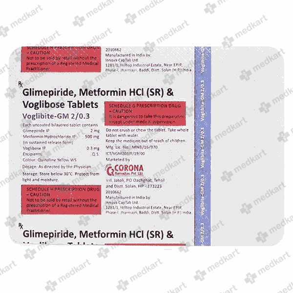 VOGLIBITE GM 2/0.3MG TAB 1X10