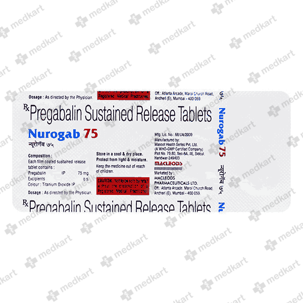 NUROGAB 75MG TABLET 10'S