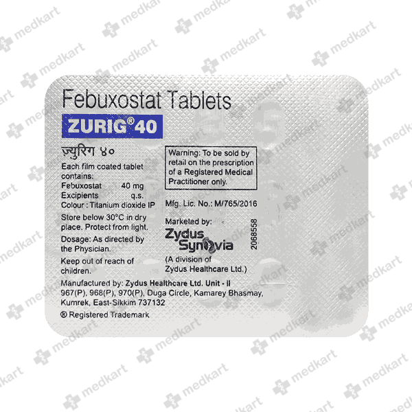 ZURIG 40MG TABLET 10'S