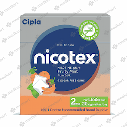 NICOTEX 2MG GUM FRUITY TABLET 9'S