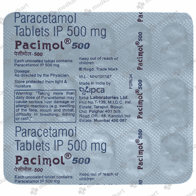 PACIMOL 500MG TABLET 15'S