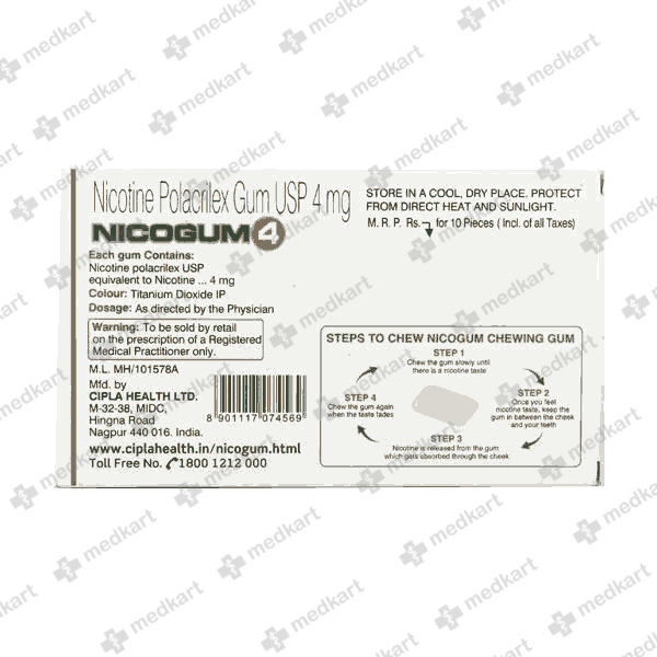 NICOGUM 4MG (PAN) TABLET 10'S