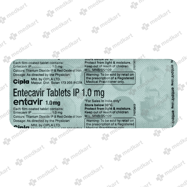 ENTAVIR 1MG TABLET 10'S