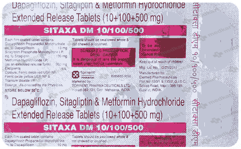 SITAXA DM 10/100/500MG TABLET 10'S