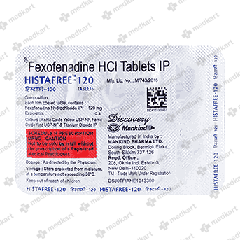 HISTAFREE 120MG TABLET 10'S