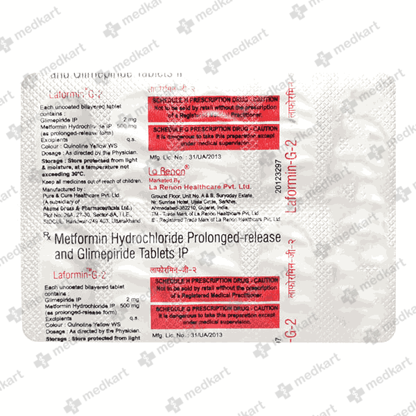 LAFORMIN G 2MG TABLET 10'S