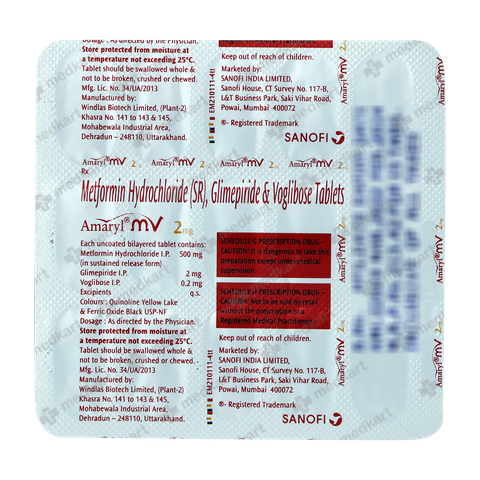 AMARYL MV 2MG TABLET 15'S