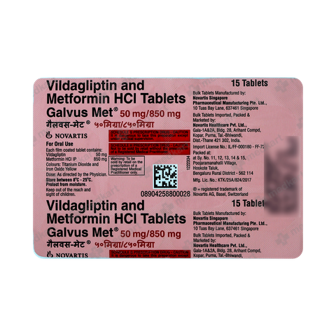 GALVUS MET 50/850MG TABLET 15'S