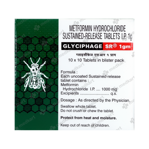 GLYCIPHAGE SR 1GM TABLET 10'S