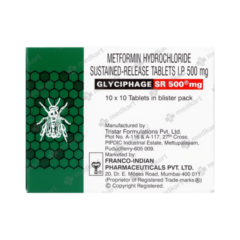 GLYCIPHAGE SR 500MG TABLET 10'S