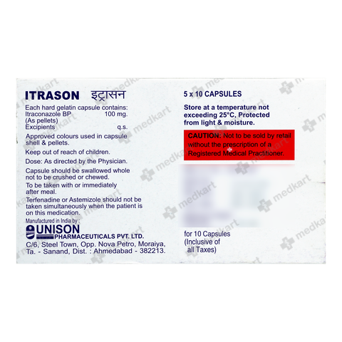 ITRASON 100MG CAPSULE 10'S