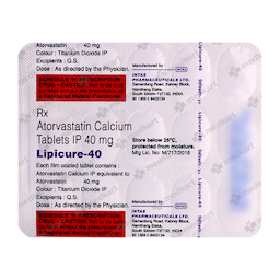 LIPICURE 40MG TABLET 15'S