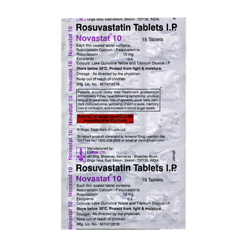 NOVASTAT 10MG TABLET 15'S